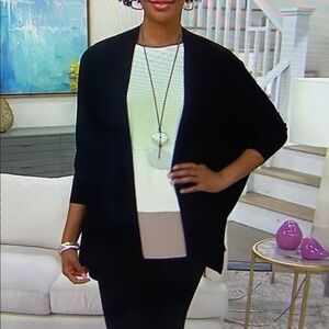 MarlaWynne Wynne Layers Luxe Crepe Unconstructed Cardigan Black XS New